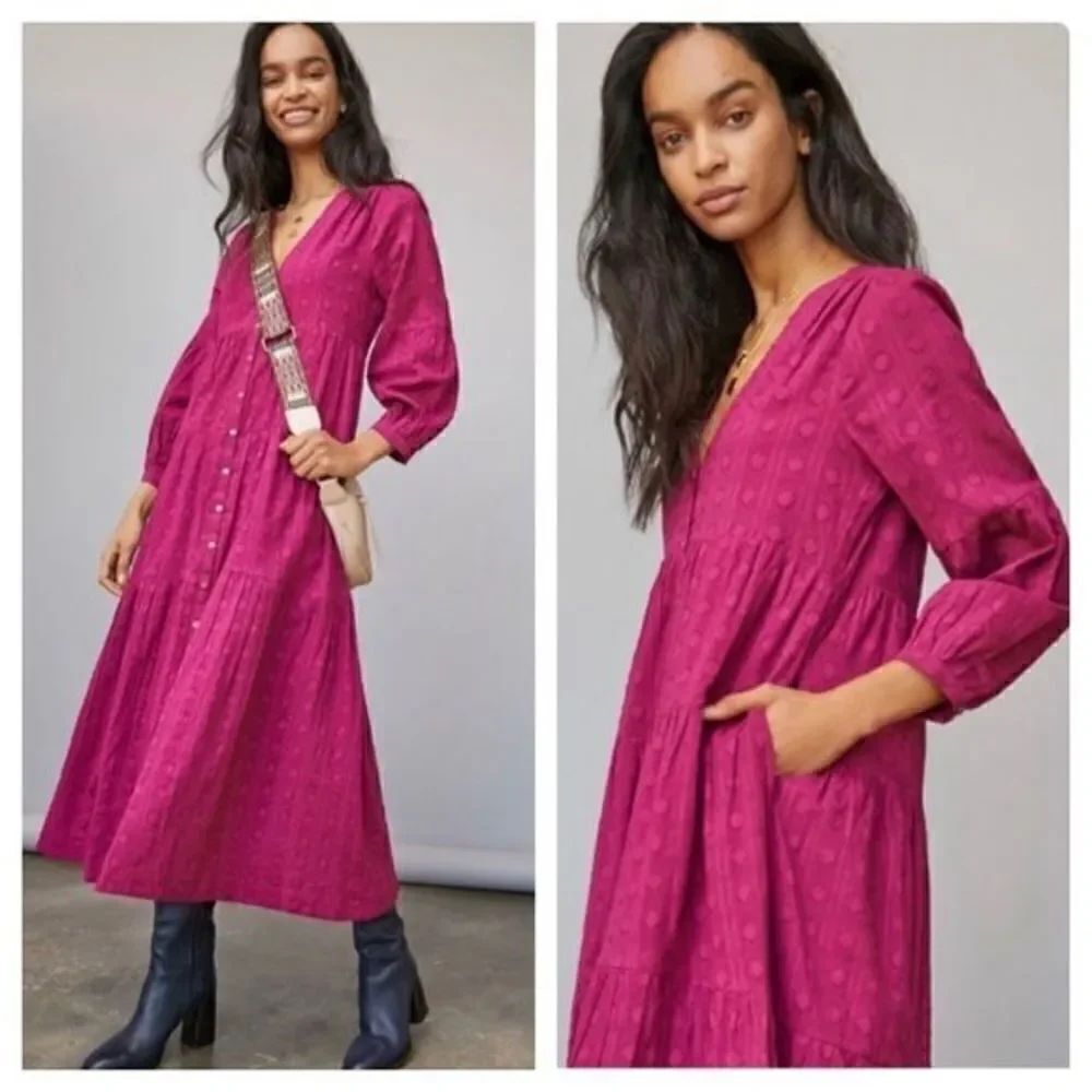 Anthropologie - Not so serious Brand -Viola Tiered Maxi Dress Plum